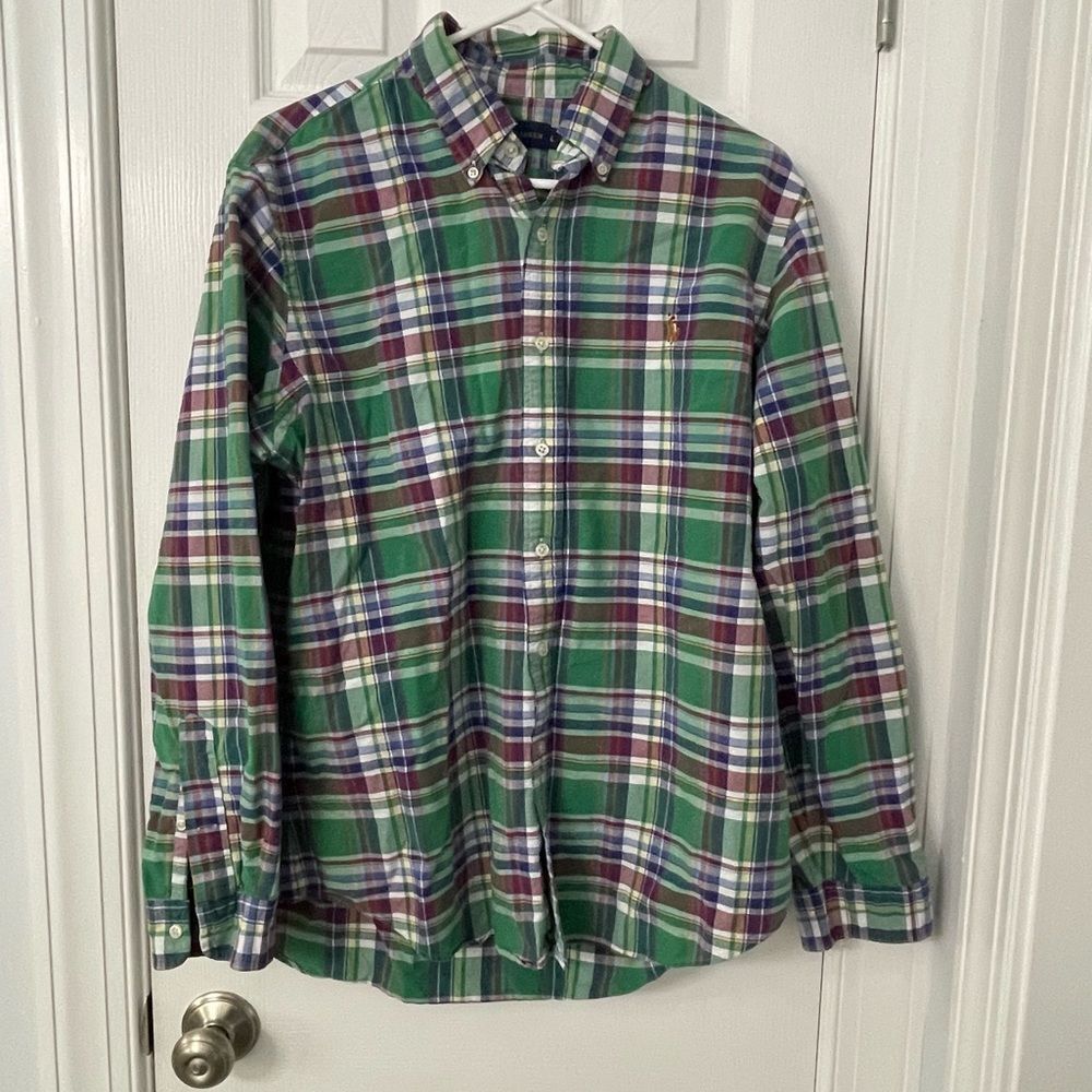 Ralph Lauren Men’s Plaid Button Down Shirt Long Sleeve 100% Cotton Size L